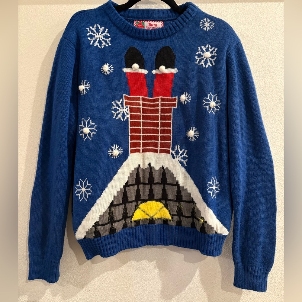 Ugly Christmas Sweater - Santa Down Chimney